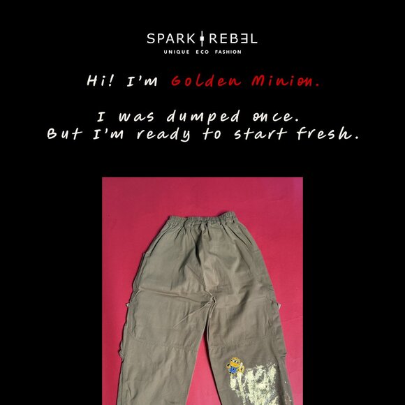 Upcycled Kids Harajuku Pants – Golden Minion Design, Hand-Painted, Fits 8–10 Yrs - Picture 10 of 12